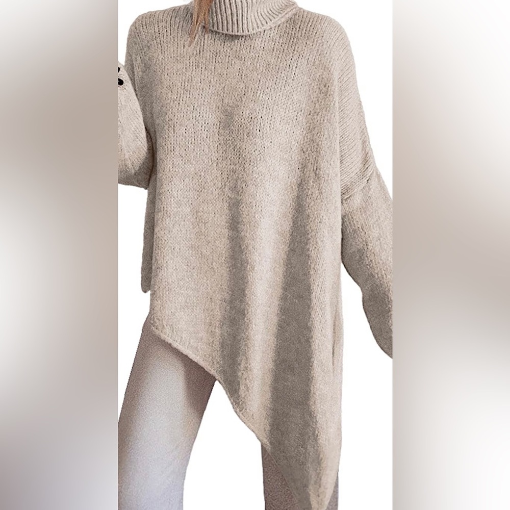 BTFBM Oatmeal Knit‎ Pullover Turtleneck Sweater Womens Small